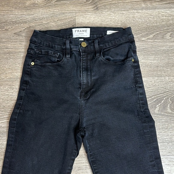 FRAME DENIM Ali High Rise Skinny Jeans in Black Sz 26 - Picture 4 of 14